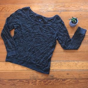 American Eagle Floral Lace Sweater, Grey / XS